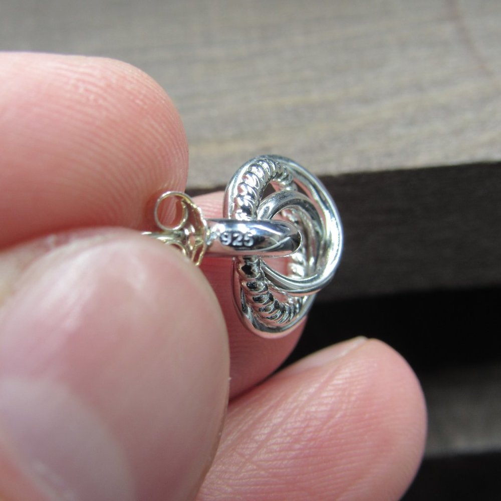 Sterling Small Textured Circle Dangle Earrings - image 4